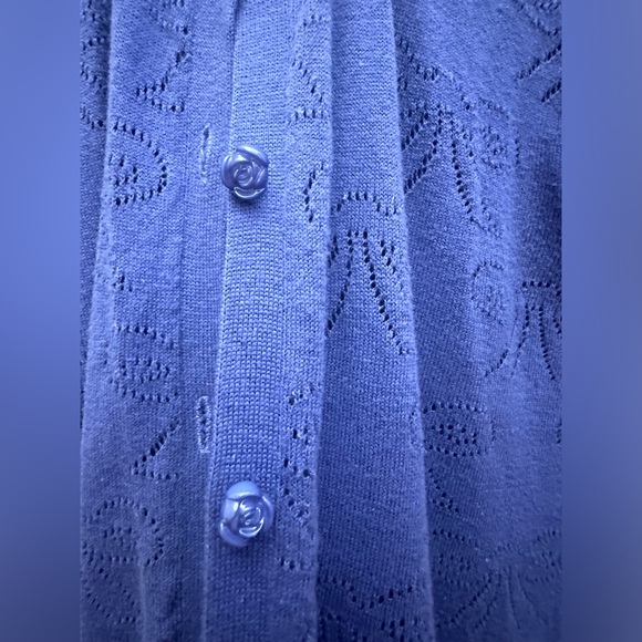Purple no brand bow print with flower buttons cute cardigan sweater size S - Picture 8 of 10